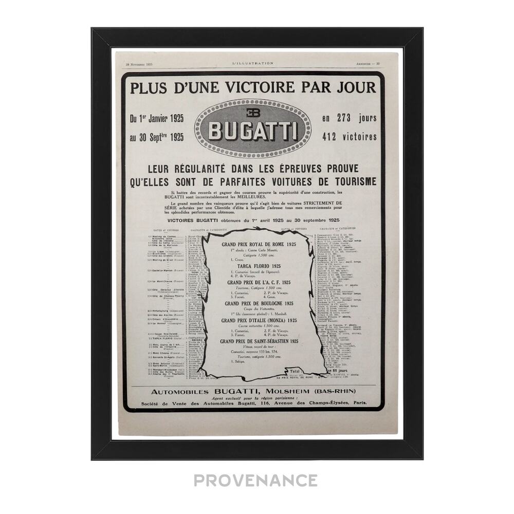 🔴 Bugatti Antique Vintage Newsprint Ad - Another Victory